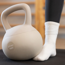 Kettlebell miękki 10 kg kula odważnik hantla ciężar do ćwiczeń fitness, beżowy