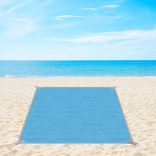 Koc plażowy sand free 200x200 cm mata plażowa dwuwarstwowa niebieska