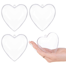 Bombki akrylowe 10cm serce plastikowe decoupage zestaw 4 szt.