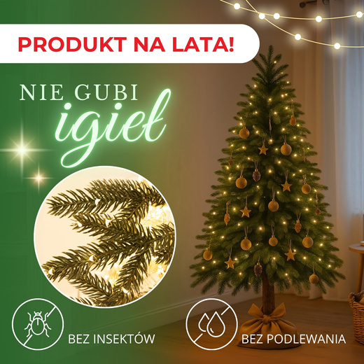 Choinka sztuczna na pniu 180 cm świerk PE świąteczna dekoracja
