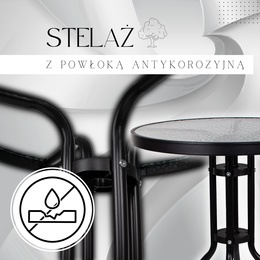 Meble ogrodowe 4 krzesła metalowe i stół ze szkła hartowanego na taras balkon czarne