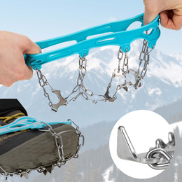 Raczki na buty stalowe antypoślizgowe turystyczne nakładki rozmiar 40-45 turkusowe