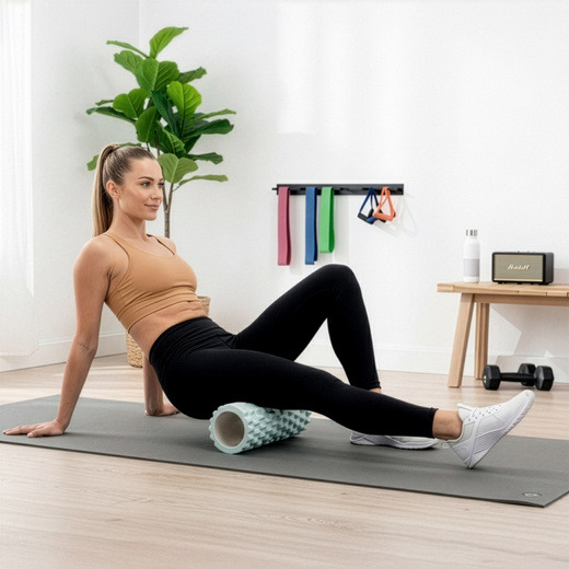 Wałek do masażu, średnio twardy, roller z wypustkami, miętowy