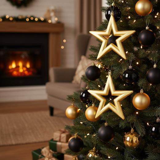 Bombki choinkowe gwiazdki 2 szt. ozdoby świąteczne do stroika gwiazdy nietłukące złote