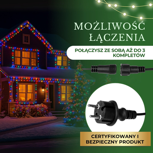 Lampki choinkowe 1000 Led multikolor niebieski flash 81,5 m oświetlenie świąteczne IP44