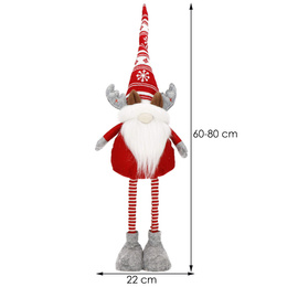 Skrzat 80 cm ozdoba świąteczna, renifer krasnal świąteczny, gnom z teleskopowymi nózkami