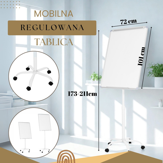 Flipchart tablica magnetyczna suchościeralna 101x72 cm