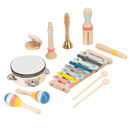 Instrumenty muzyczne dla dzieci zestaw 8 szt. drewniane zabawki do grania
