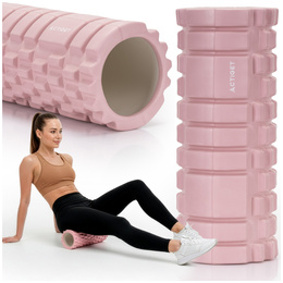 Wałek do masażu, średnio twardy, roller z wypustkami, różowy