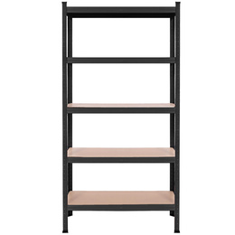 Regał metalowy z 5 półkami zestaw 2 szt. 150x75x30cm do garażu, piwnicy, czarne 