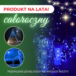 Lampki choinkowe 300 Led niebieski 25,5 m oświetlenie świąteczne IP44