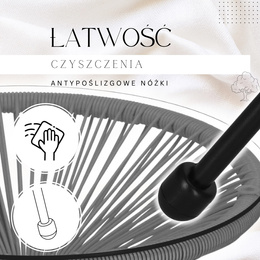 Stół ogrodowy rattanowy ze szklanym blatem 50 cm okrągły stolik na balkon czarno-szary