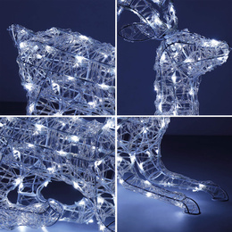 Renifer Led świąteczny 130 LED świetlna dekoracja biały zimny