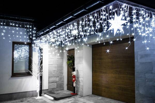 Kurtyna świetlna z pilotem 1000 led girlanda, lampki wewnętrzno-zewnętrzne sople zimny biały