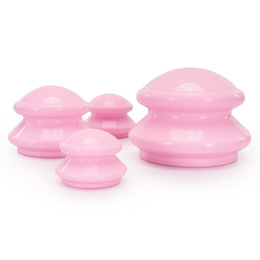 Bańki chiński, gumowe do masażu zestaw 4 szt. antycellulitowy, różowe