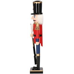 Dziadek do orzechów 60 cm z karabinem, drewniany żołnierzyk czerwony, figurka świąteczna