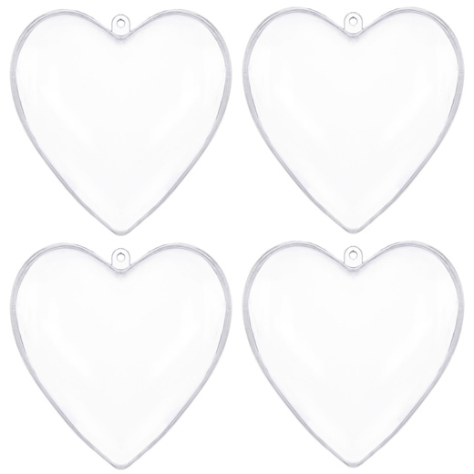 Bombki akrylowe 6cm serce plastikowe decoupage zestaw 4 szt.
