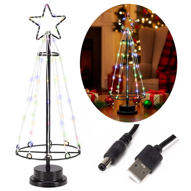 Choinka metalowa 80 Led dekoracja świąteczna 45 cm multikolor