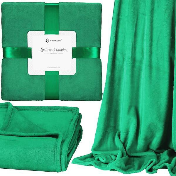 Narzuta na łóżko, pled 200x220 cm koc na kanapę zielony