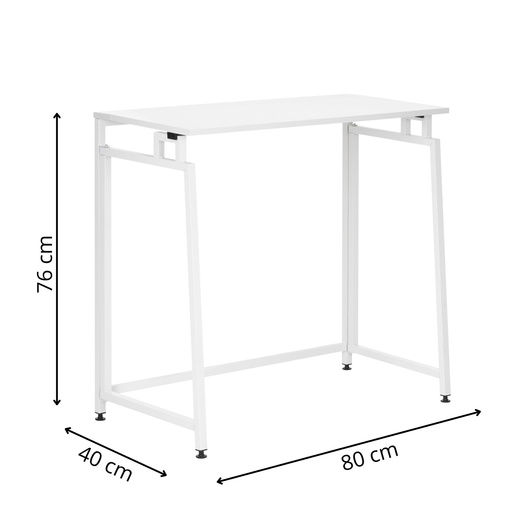 Biurko komputerowe, składane 80 cm stolik do pracy przy komputerze, drewniany, białe