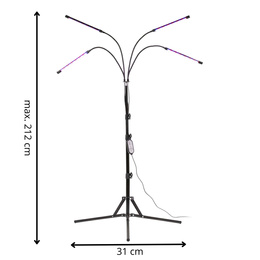 Lampa do doświetlania roślin LED do wzrostu uprawy 4 panele z timerem i pilotem, usb