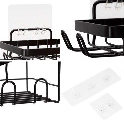 Półki łazienkowe, zestaw 5 szt. półka pod prysznic, wisząca, czarne