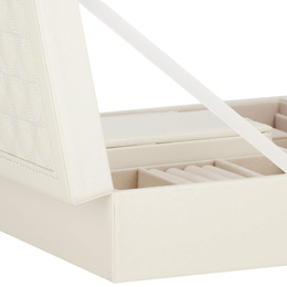Szkatułka na biżuterię ekoskóra 25x25x8,5 cm kremowy organizer z przegródkami