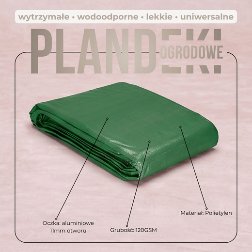 Plandeka 4x4m 120g/m2 gruba płachta ochronna zielona
