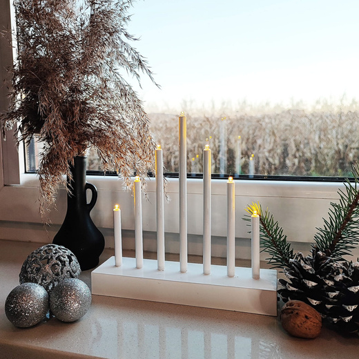Świecznik adwentowy Led 7 świec biały