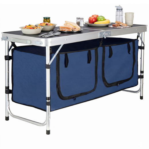 Stolik turystyczny, kempingowy 120x47x55 cm z organizerem, składany stół piknikowy, ogrodowy