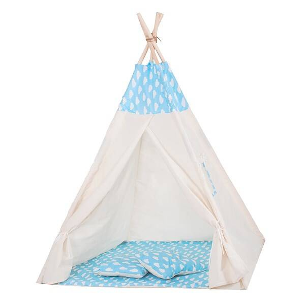 Namiot Tipi dla dzieci wigwam błękitny w chmury XXL