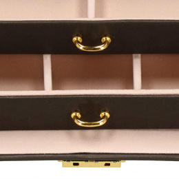 Szkatułka na biżuterię ekoskóra 17,5x14x12,5 cm brązowy organizer z przegródkami