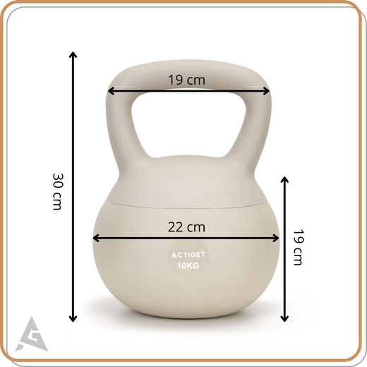 Kettlebell miękki 10 kg kula odważnik hantla ciężar do ćwiczeń fitness, beżowy