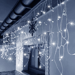 Kurtyna świetlna 500 led girlanda, lampki wewnętrzno-zewnętrzne sople zimny biały z flash