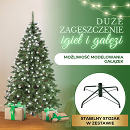Choinka sztuczna 200 cm sosna diamentowa ośnieżona z szyszkami