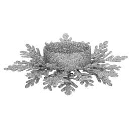 Świecznik świąteczny postawka na świeczkę brokatowa srebrna