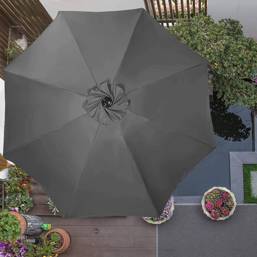 Parasol ogrodowy z korbą 410 cm duży składany na balkon, taras ciemnoszary