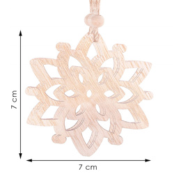 Ozdoba choinkowa 7cm drewniana, świąteczna zawieszka kwiaty zestaw 6 szt.