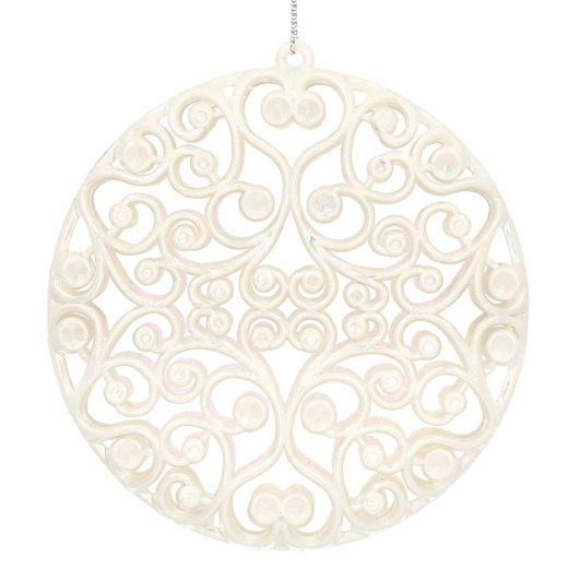 Zawieszka choinkowa kremowa okrągła dekoracja na choinkę 9 cm