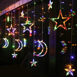 Kurtyna świetlna 138 Led girlanda gwiazdki księżyce lampki sople multikolor