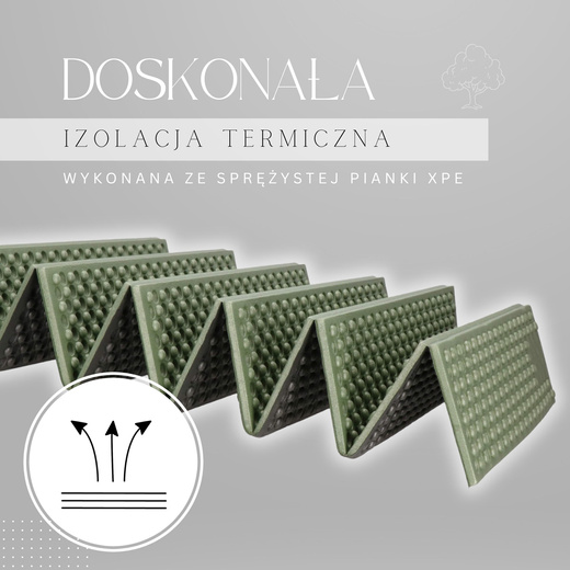 Mata piankowa do siedzenia 182x60 cm karimata składana mata piknikowa zielona