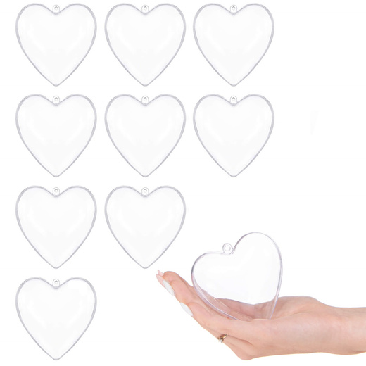 Bombki akrylowe 10cm serce plastikowe decoupage zestaw 10 szt.