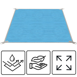 Koc plażowy sand free 200x200 cm mata plażowa dwuwarstwowa niebieska