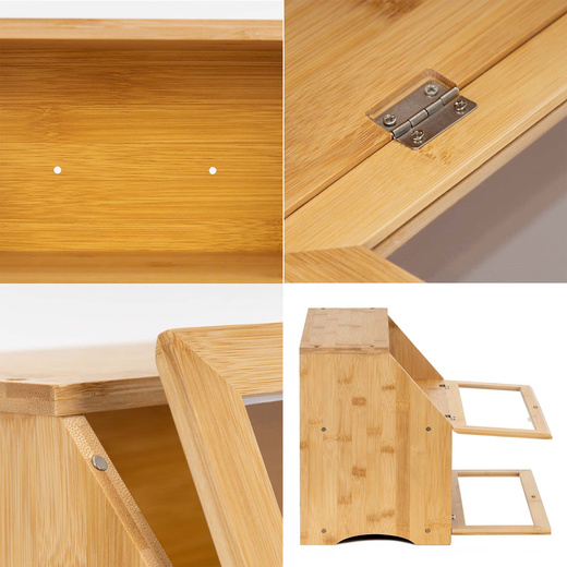 Chlebak zamykany, dwupoziomowy, szafka na pieczywo, bambusowy