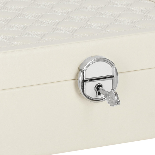Szkatułka na biżuterię ekoskóra 25x25x8,5 cm kremowy organizer z przegródkami