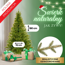 Choinka sztuczna 180 cm świerk naturalny z metalowym stojakiem