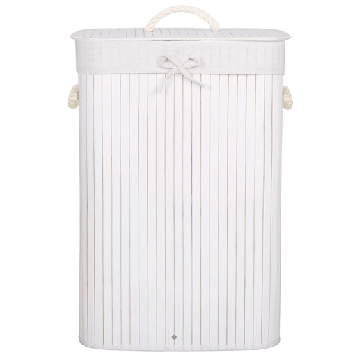 Pojemnik na pranie 72 L kosz z klapą bambus naturalny biały