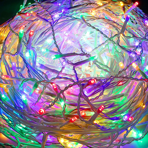 Kurtyna świetlna 500 led girlanda, lampki wewnętrzno-zewnętrzne sople multikolor z zimnym białym flash
