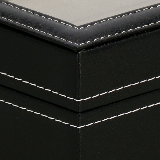Szkatułka na zegarki 30x11x8 cm czarno-kremowy, ekoskóra organizer z przegródkami i okienkiem