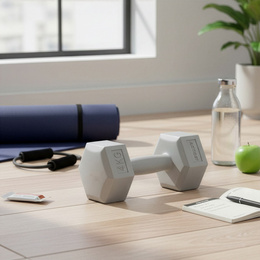 Ciężarki 2x4 kg hexagonalne do ćwiczeń fitness hantle zestaw 2 szt. szare
